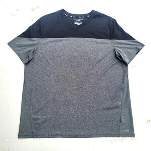 Tek Gear Mens Dry Tek Athletic T Shirt Size XXL Gray Black Stretch Top V-Neck